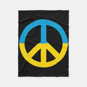 Ukraine Flag Peace Sign  Fleece Blanket