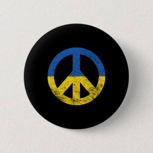 Ukraine Flag Peace Symbol 6 Cm Round Badge