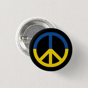 Ukraine flag peace symbol black 3 cm round badge