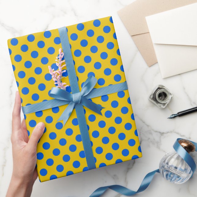 Ukraine Flag Polka Dots Blue And Yellow Gift Wrapping Paper (Gifting)