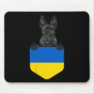 Ukraine Flag Scottish Terrier Dog In Pocket Mouse Mat