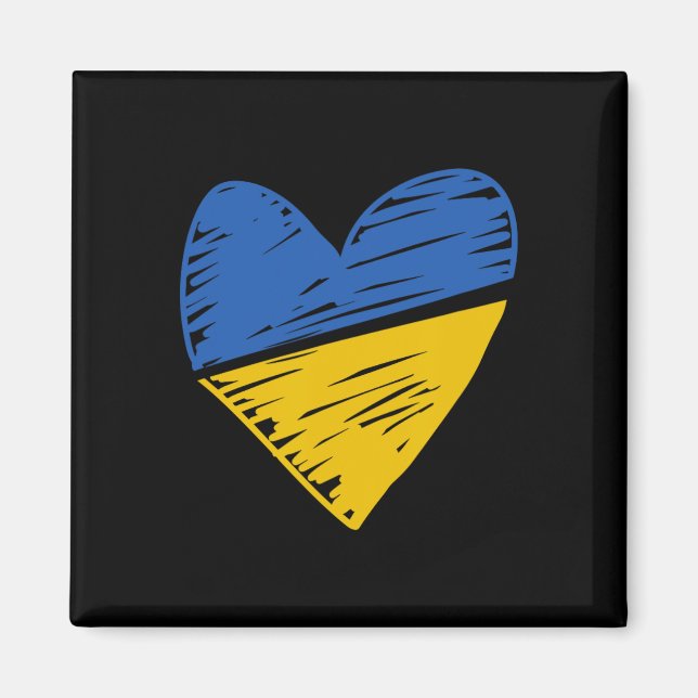 Ukraine Flag Scribbled Heart Coloured Blue Yellow  Magnet (Front)