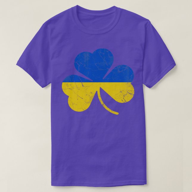 Ukraine Flag Shamrock St Patricks Day Irish T-Shirt (Design Front)