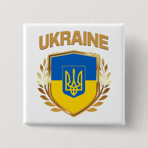 Ukraine Flag Shield & Emblem 15 Cm Square Badge