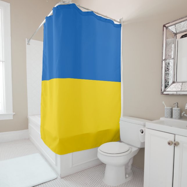Ukraine flag shower curtain (In Situ)