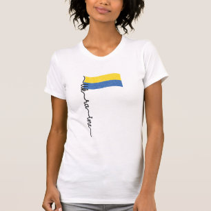 Ukraine Flag Signature Design, Symbol on Flagpole T-Shirt