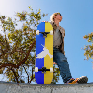 Ukraine Flag Skateboard Dove of Peace - Freedom
