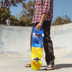 Ukraine Flag Skateboard with Heart - Freedom