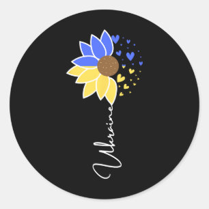 Ukraine Flag Sunflower Hearts Classic Round Sticker
