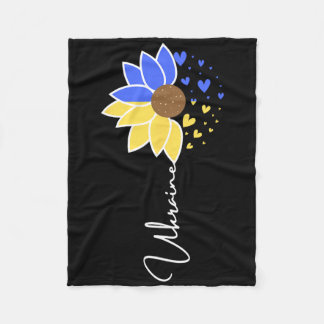 Ukraine Flag Sunflower Hearts  Fleece Blanket