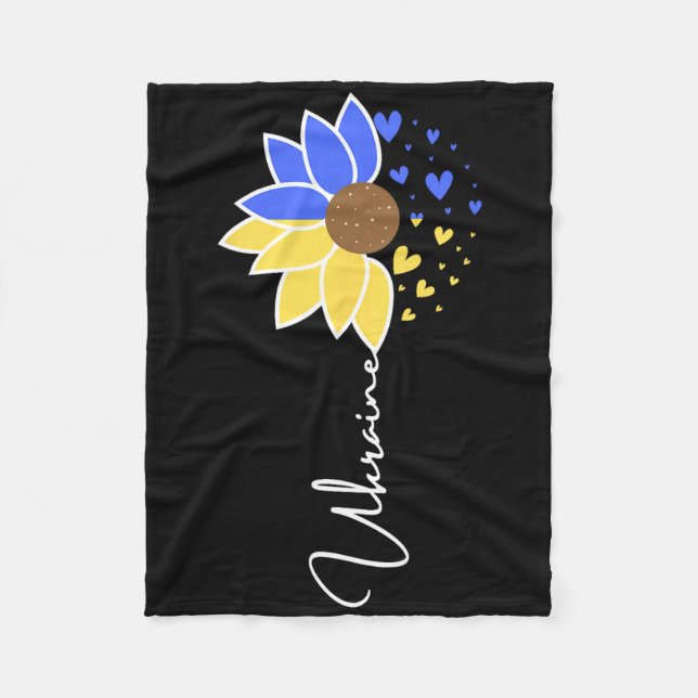 Ukraine Flag Sunflower Hearts  Fleece Blanket (Front)
