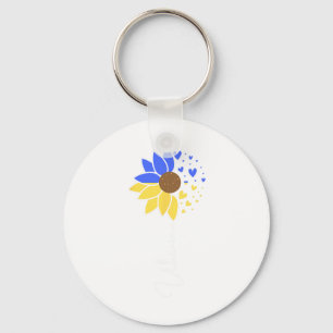 Ukraine Flag Sunflower Hearts Key Ring