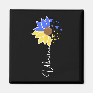 Ukraine Flag Sunflower Hearts Magnet