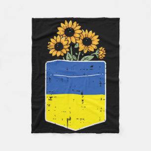Ukraine Flag Sunflower Pocket Ukrainian Women Girl Fleece Blanket