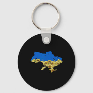 Ukraine Flag Sunflower Tee Floral Vintage Ukrainia Key Ring