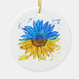 Ukraine Flag Sunflower Vintage Shirt Ukrainian Sup Ceramic Tree Decoration