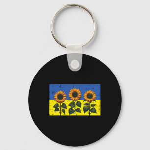 Ukraine Flag Sunflower Vintage Ukrainian Hope Wome Key Ring
