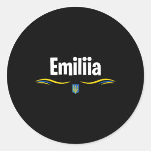 Ukraine Flag T Ukrainian Birthday Name Emiliia Classic Round Sticker