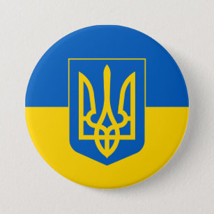 Ukraine Flag Trident Blue Yellow Ukrainian 7.5 Cm Round Badge