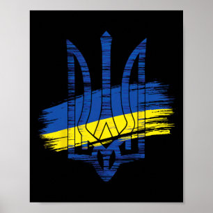 Ukraine Flag Trident Patriotic Ukrainian Heritage  Poster