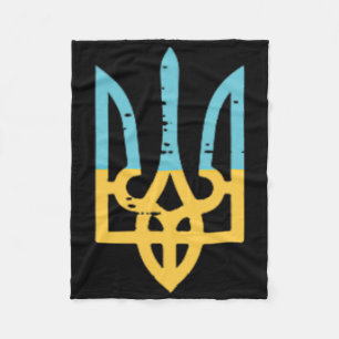 Ukraine Flag Trident Pocket Ukrainian Crest Women Fleece Blanket