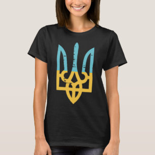 Ukraine Flag Trident Pocket Ukrainian Crest Women T-Shirt