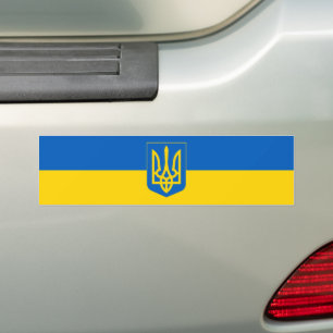 Ukraine Flag Trident Support Ukrainian Bumper Sticker