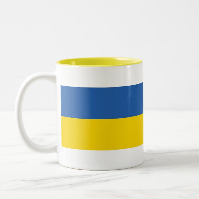 UKRAINE-FLAG Two-Tone COFFEE MUG (Left)