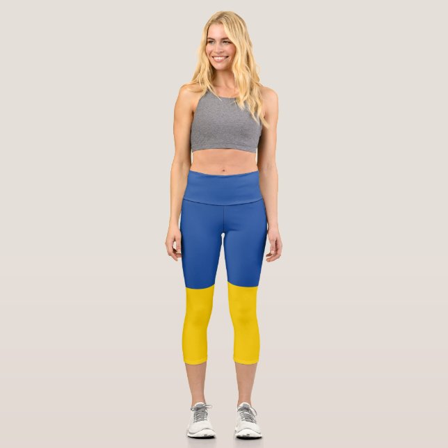Ukraine Flag, Ukrainian Country Patriotic Gift Capri Leggings (Front)