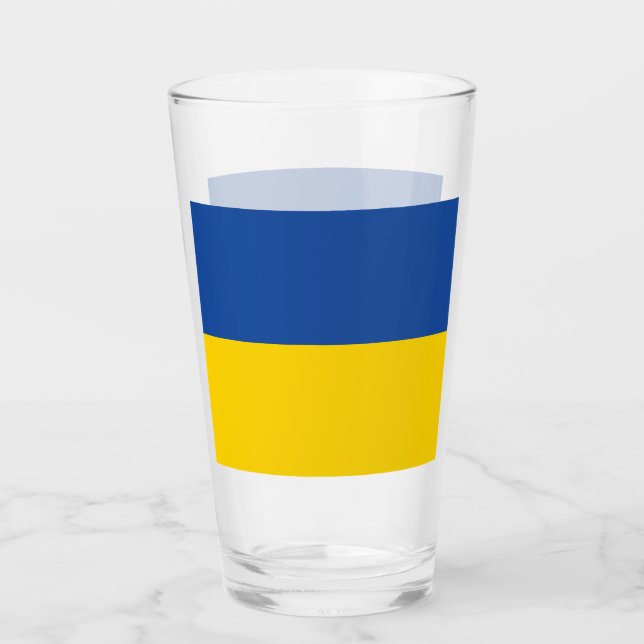 Ukraine Flag, Ukrainian Country Patriotic Gift Glass (Front)