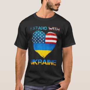 Ukraine Flag Ukrainian Heart Vintage I Stand With T-Shirt
