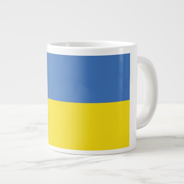 Ukraine Flag, Ukrainian Slava Ukraini Слава Україн Large Coffee Mug (Front Right)