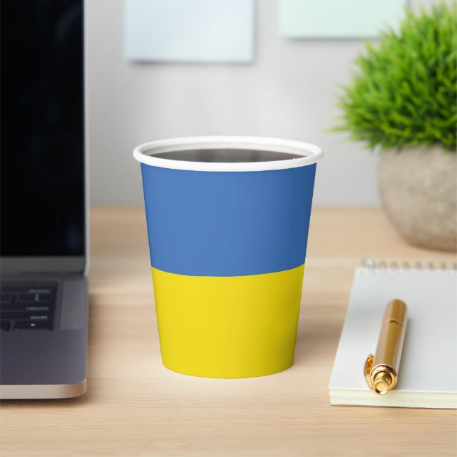 Ukraine Flag, Ukrainian Slava Ukraini Слава Україн Paper Cups (Insitu)
