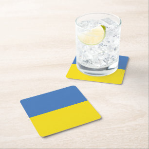 Ukraine Flag, Ukrainian Slava Ukraini Слава Україн Square Paper Coaster