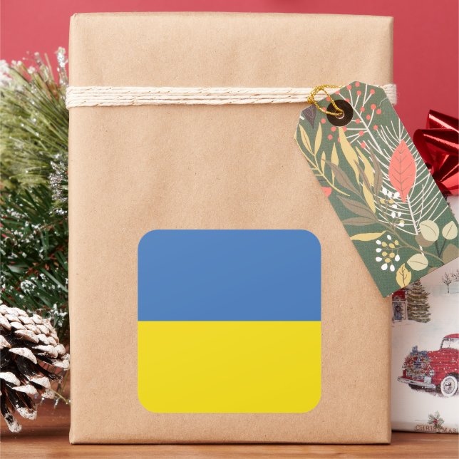 Ukraine Flag, Ukrainian Slava Ukraini Слава Україн Square Sticker (Holiday)
