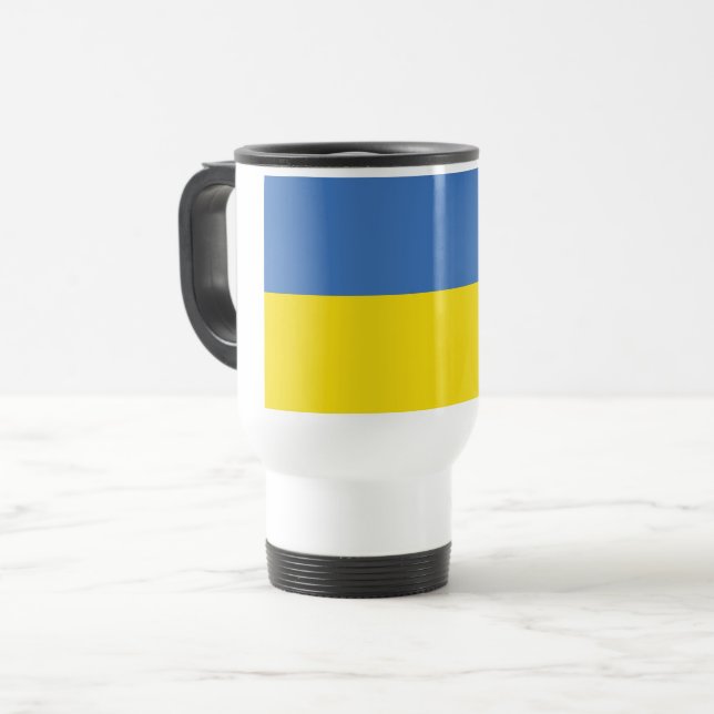 Ukraine Flag, Ukrainian Slava Ukraini Слава Україн Travel Mug (Front Left)