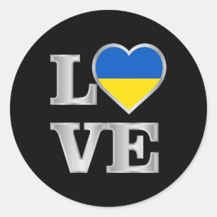 Ukraine Flag Ukrainian Ukraine Pride Heart 2 Classic Round Sticker