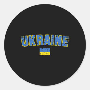 Ukraine Flag Vintage Men Women Kids Ukraine Classic Round Sticker