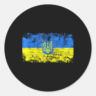 Ukraine Flag Vintage Men Women Kids Ukraine Classic Round Sticker