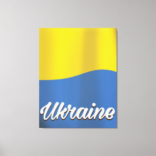 Ukraine flag vintage travel poster canvas print