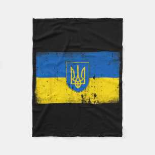 Ukraine Flag Vintage Ukrainian Military Emblem Sym Fleece Blanket