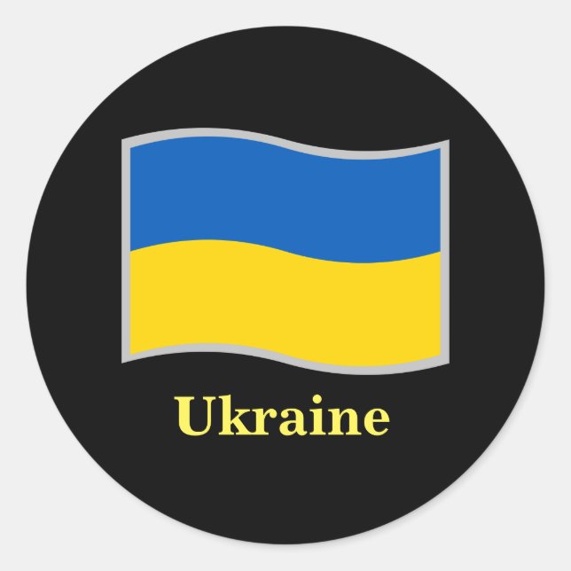 Ukraine flag waving classic round sticker (Front)