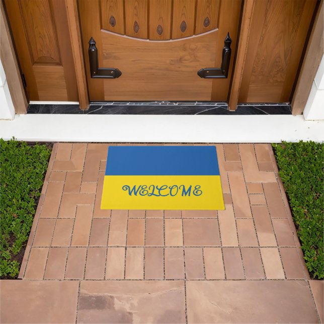 Ukraine flag welcome door mat (Outdoor)