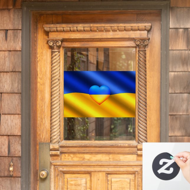 Ukraine Flag Window Cling Support Freedom (Home Door)