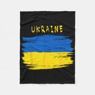 Ukraine Flag With Brush Stroke Style Fleece Blanket