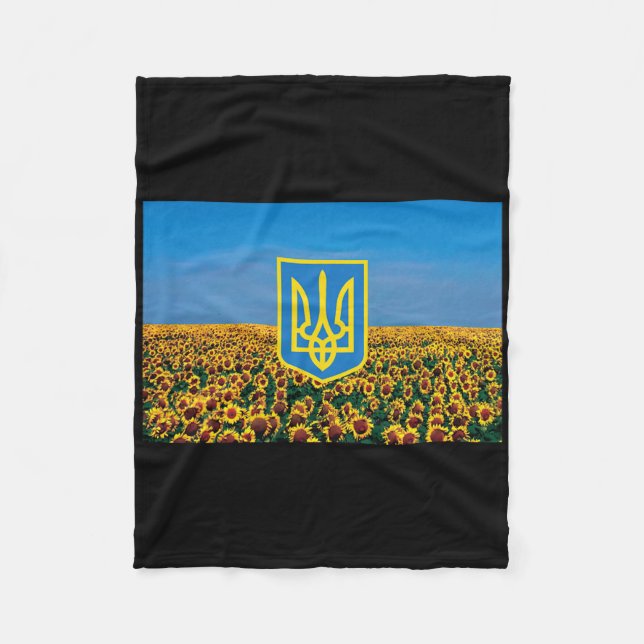 Ukraine Flag With Coat Of Arms  Fleece Blanket (Front)