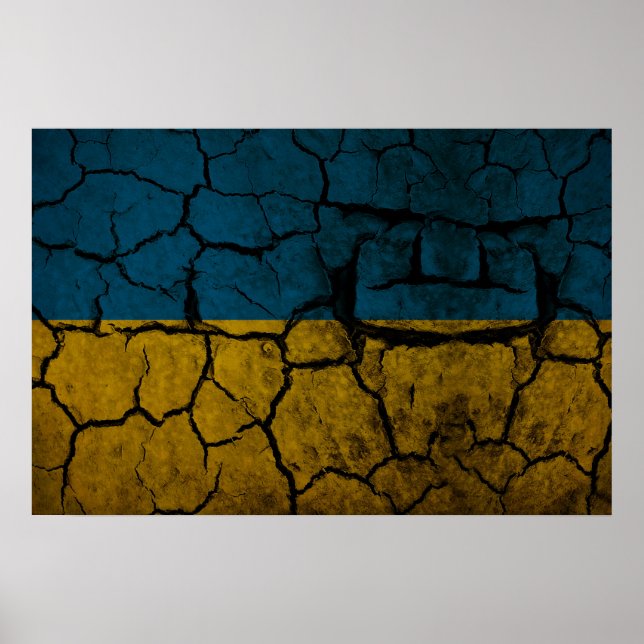 Ukraine flag with cracks poster (Front)