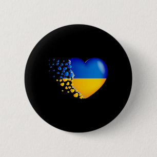 Ukraine Flag With Fly Out Small Hearts 6 Cm Round Badge