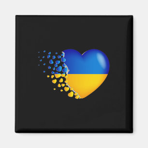 Ukraine Flag With Fly Out Small Hearts Magnet