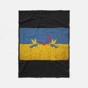 Ukraine Flag With Heart Fleece Blanket